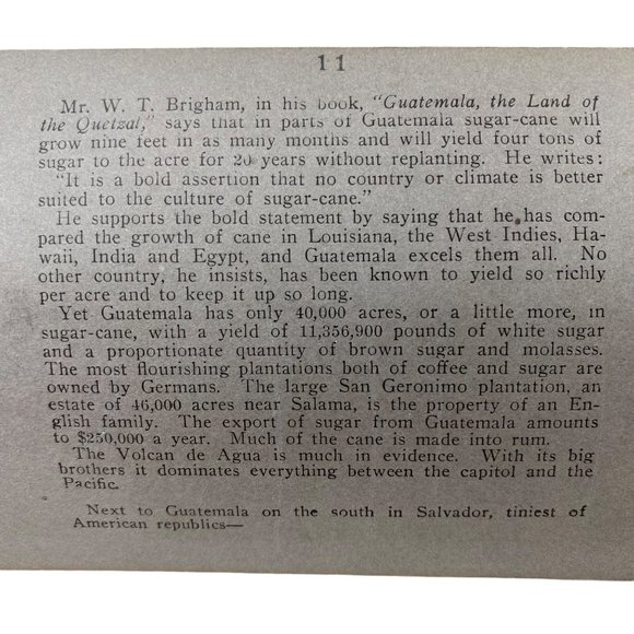 Antique 1905 Stereoview Photo Card Sugar Royal Palms Volcano de Aqua Guatemala - Picture 6 of 7